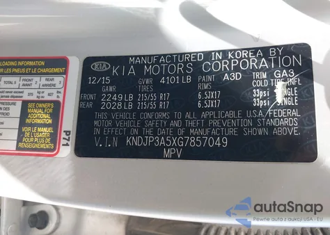 2016 Kia Soul + из США, поврежденный, VIN KNDJP3A5XG7857049